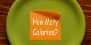 Empty plate with the words "How many calories?"