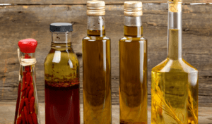 Bottles of cooking oils