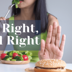 Woman eating plate of veggies instead of fast food cheeseburger