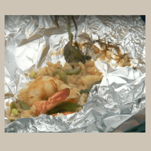 Photo of finished shrimp foil packet